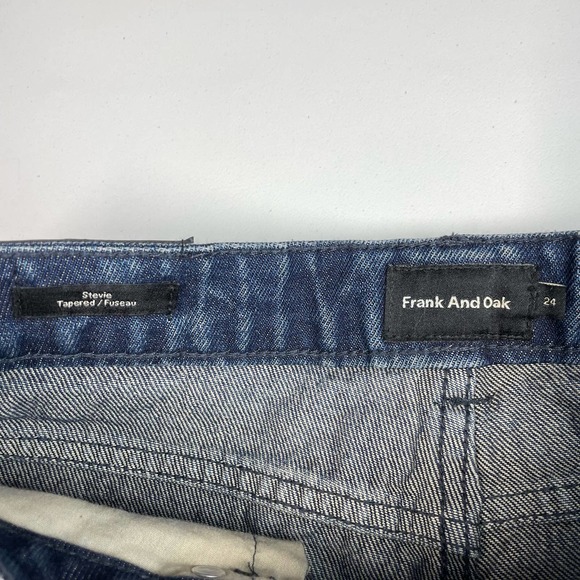 FRANK & OAK The Stevie Tapered Button Fly Jean Sz 24 Raw Hem - Picture 5 of 8